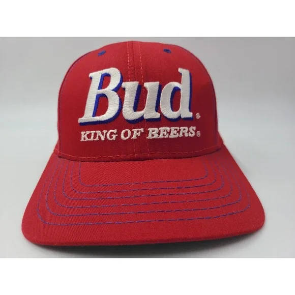 Vintage Budweiser Bud King of Beers 1995 Anheuser-Busch Snapback Hat Cap Men Red - Picture 2 of 13